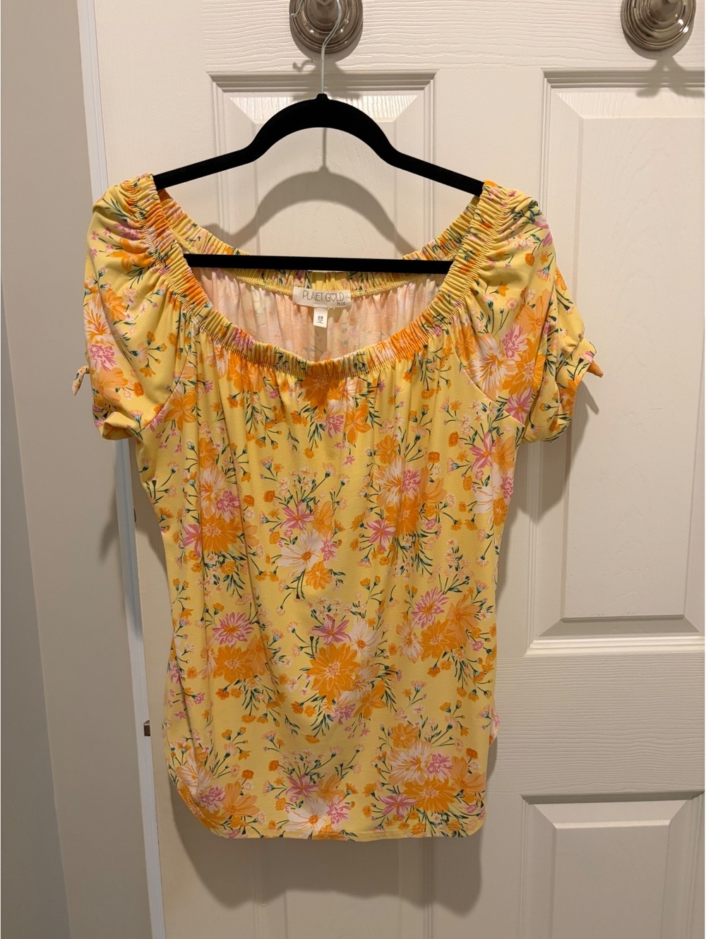 Planet Gold Yellow floral off-shoulder top - OX